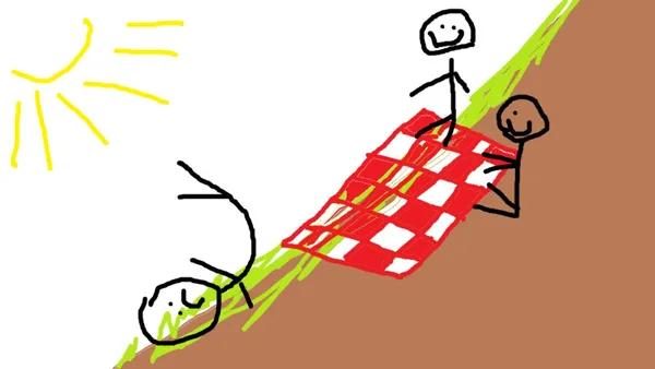 Picnic on a steep hill (things might roll down) thumbnail