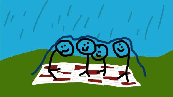 Board game evening in the rain (hiding under a big plastic tarp) thumbnail