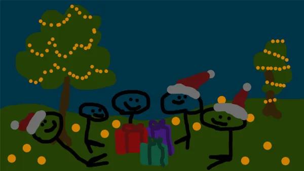 Celebrating Christmas in a park (maybe under a tarp) thumbnail